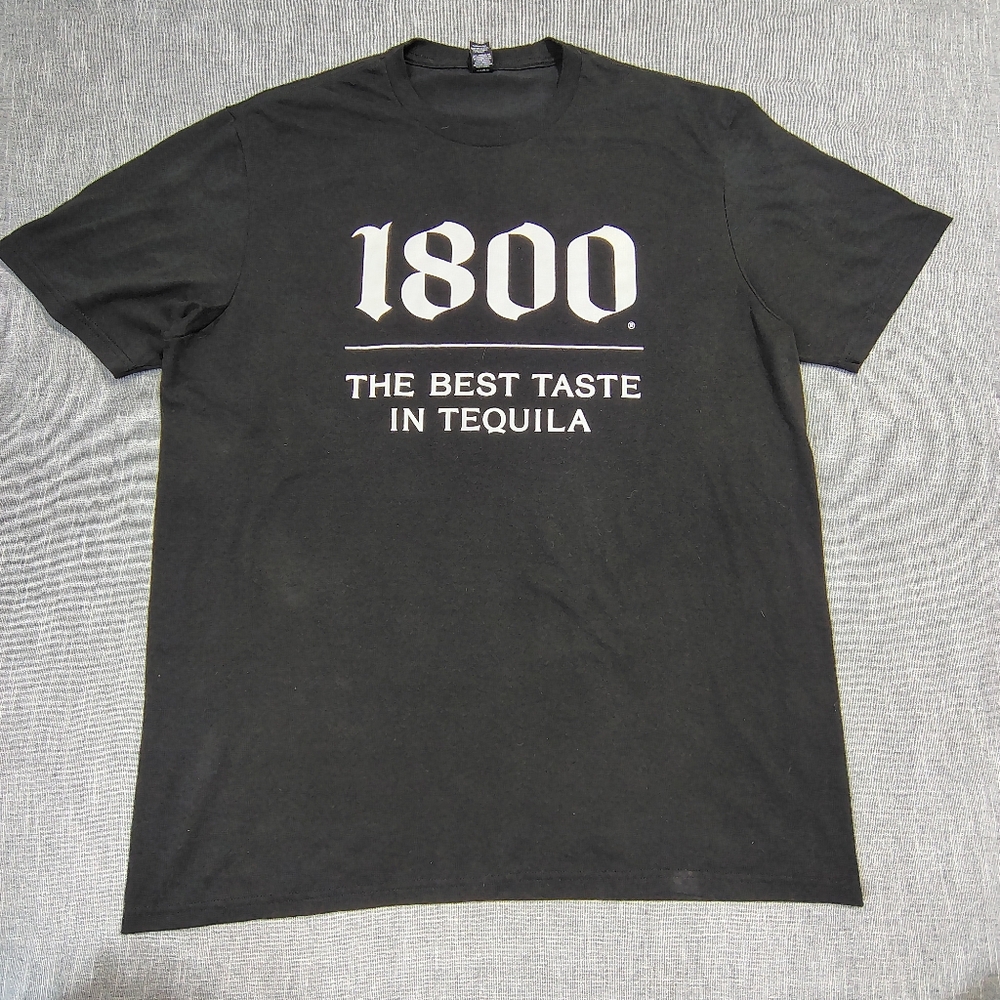 1800 Tequila Promo T-Shirt Size XL Black White Spell‎ Out Logo